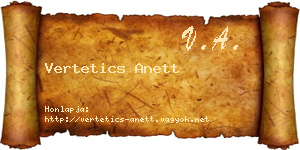 Vertetics Anett névjegykártya
