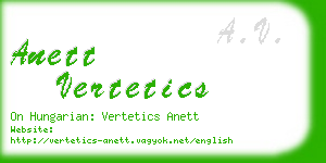 anett vertetics business card